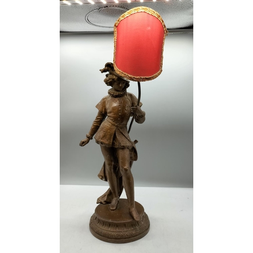 25 - Bronzed Spelter Figure Lamp. 59cm High. Requires Re Wiring.