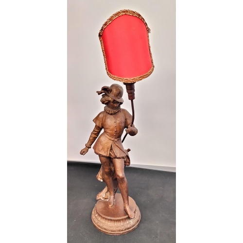 25 - Bronzed Spelter Figure Lamp. 59cm High. Requires Re Wiring.