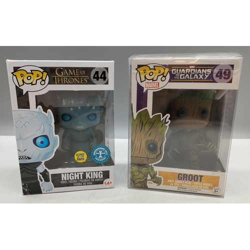 250 - Boxed Funko Pops Game of Thrones 'Night King' and Marvel Guardians of the Galaxy 'Groot' Figures plu... 