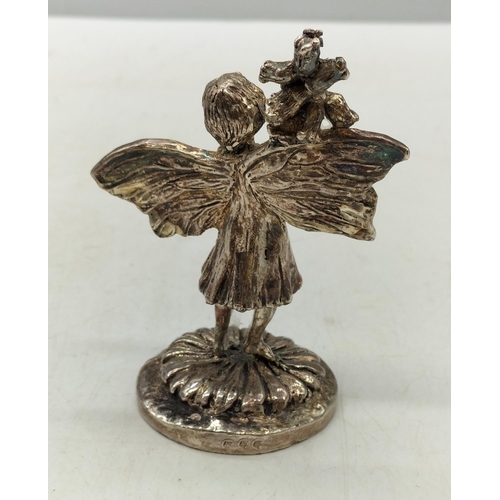 257 - White Metal 9cm Flower Fairy with Marks to Base.