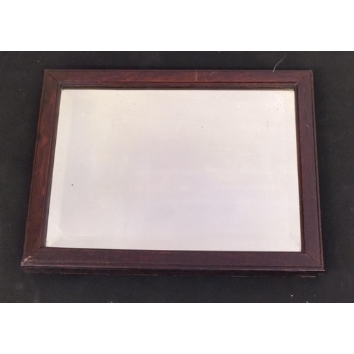 260 - Oak Framed Bevel Edged Mirror. 34cm x 27cm.