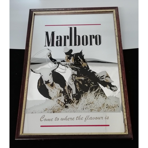 261 - Vintage 80s Pub Advertising Mirror 'Marlboro Cigarettes' 32cm x 22cm.