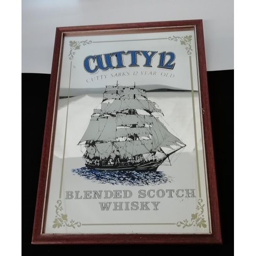 262 - Vintage 80s Pub Advertising Mirror 'Cutty 12' 32cm x 22cm.