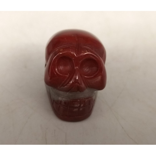 288 - Red Agate Model of a Skull 2cm x 2cm x 3cm.