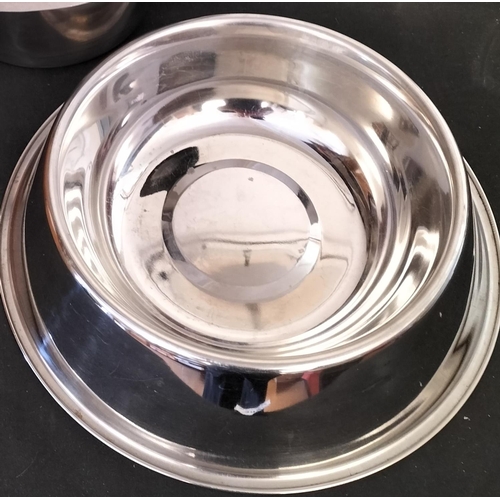 302 - 3 x Extra Large Stainless Steel Bowls. Largest being 14cm high, Diameter 33cm.