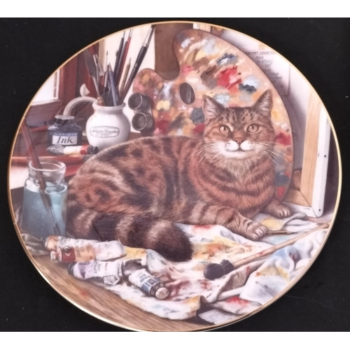 308 - Royal Doulton Cats of Character 21cm Plates (2) plus Boxed Set of 4 Rachael Hale Glass Coasters.