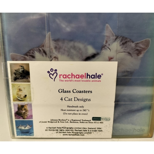 308 - Royal Doulton Cats of Character 21cm Plates (2) plus Boxed Set of 4 Rachael Hale Glass Coasters.