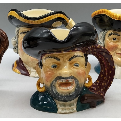 312 - W R Midwinter Treasure Island 13cm Character Jugs (5) - Doc Livesey, Black Dog, Squire Trelawney, Be... 