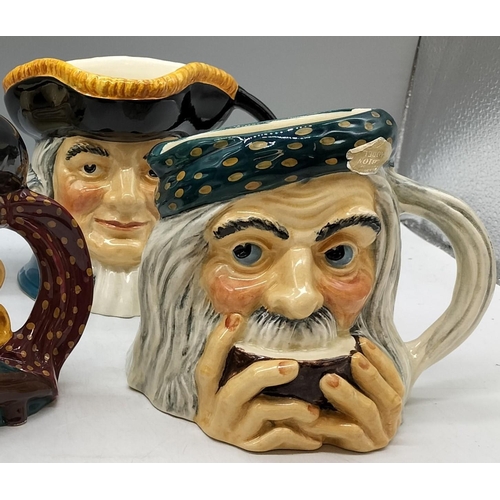 312 - W R Midwinter Treasure Island 13cm Character Jugs (5) - Doc Livesey, Black Dog, Squire Trelawney, Be... 