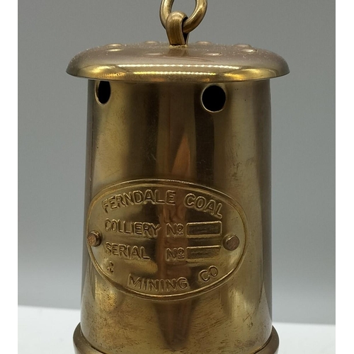 314 - Brass Miner's Lamp. 17cm High.