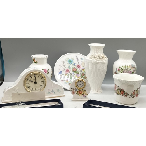 315 - Box of Mixed Aynsley Items including Forks, Vases, Clocks, etc in Various Patterns.