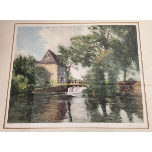 319 - Framed and Glazed Original etching by Tatton Winter RBA 'A Water Mill at Sturry Canterbury'. 52cm x ... 