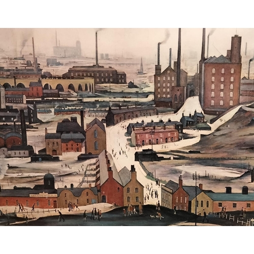 320 - Framed Lowry Print of an Industrial Scene. 64cm x 51cm. This Lot is Collection Only.