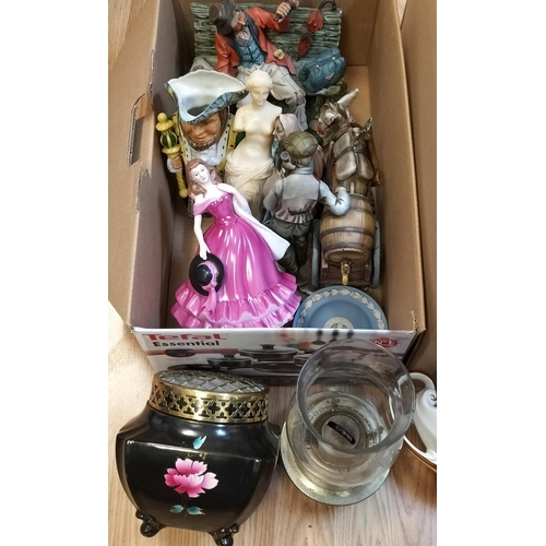 357 - 2 Boxes of Ceramic Items to include Figurines, Cups, Bowls, etc.