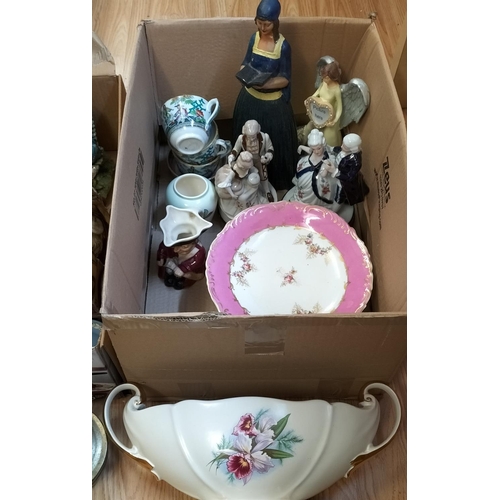 357 - 2 Boxes of Ceramic Items to include Figurines, Cups, Bowls, etc.