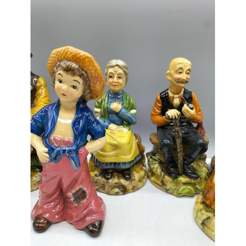 359 - Collection of Hand Painted Figures by A.M.Cooper. Tallest being 20cm.