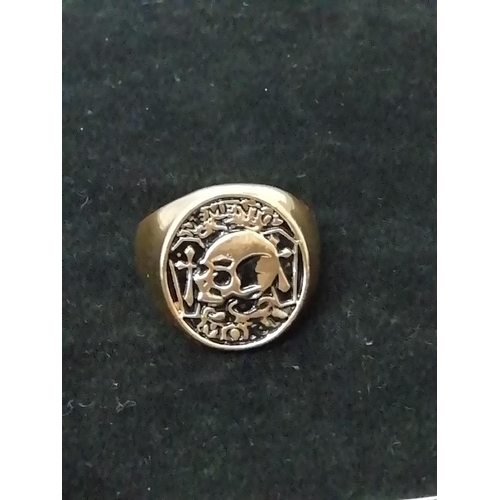 388 - Gold Tone Masonic Ring. Size P.