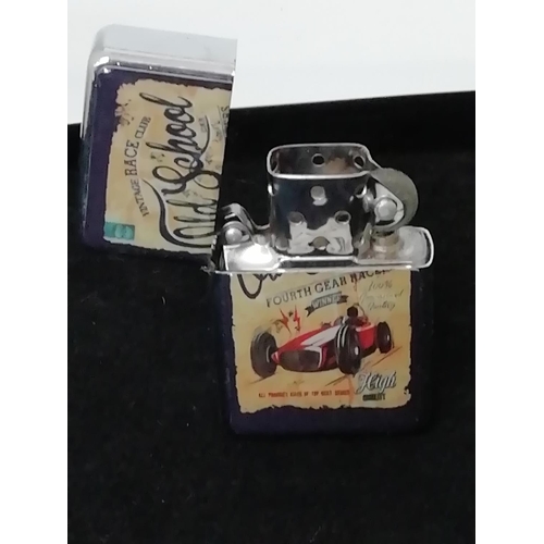 389 - Zippo Style Lighter 'Old School Race Club' Design.