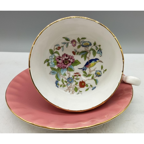 395 - Aynsley Cabinet Cup and Saucer in 'Pembroke' Pattern. Base of Cup Chipped.