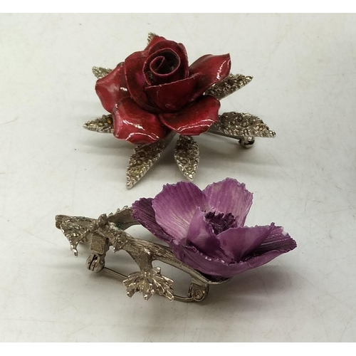 411 - Porcelain Flower Brooches (4).