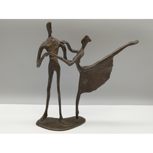 42 - Modern Sculpture of Bronzed Dancers. 25cm x 25cm.