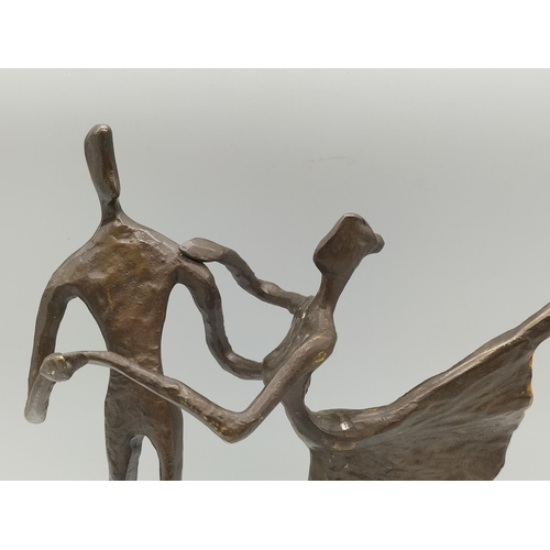 42 - Modern Sculpture of Bronzed Dancers. 25cm x 25cm.