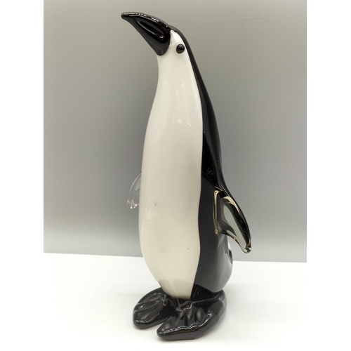 45 - Large 22.5cm Glass Penguin Figure.