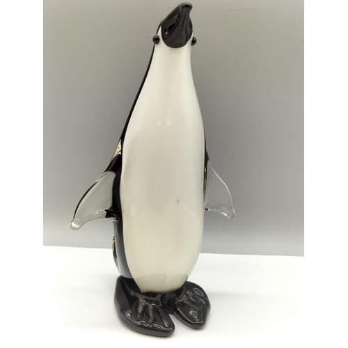 45 - Large 22.5cm Glass Penguin Figure.