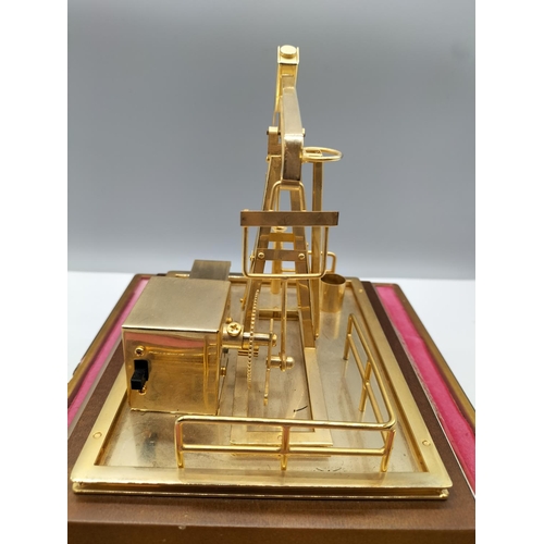 48 - Brass Working Model of a Oil/Gas Pump on Wooden Plinth and Stand. Presented to Woz, Lal and Family 2... 