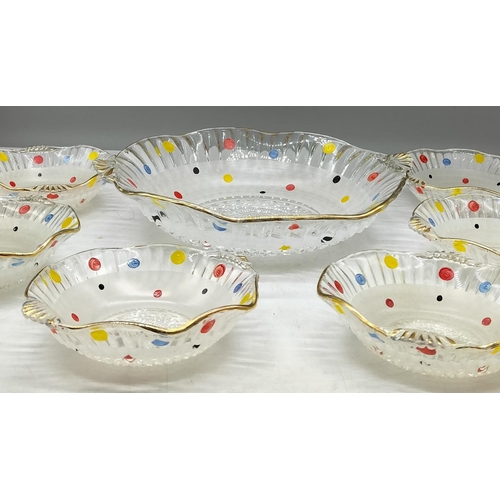 513 - Vintage Polka Dot Glass Sundae Set.