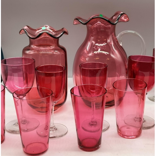 529 - Large Quantity of Cranberry Glass (14).