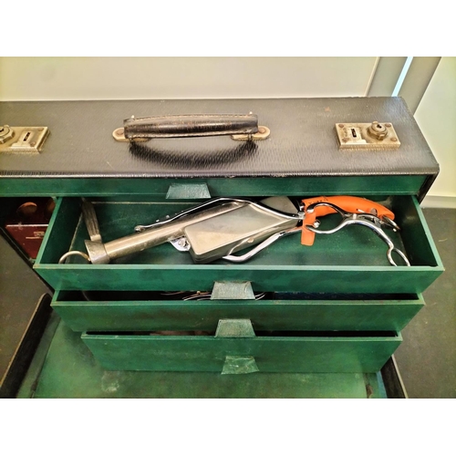 542 - 1940s Doctor's Medical Suitcase with 4 Drawers containing Doctor's Equipment, Wooden Bottle Holders ... 