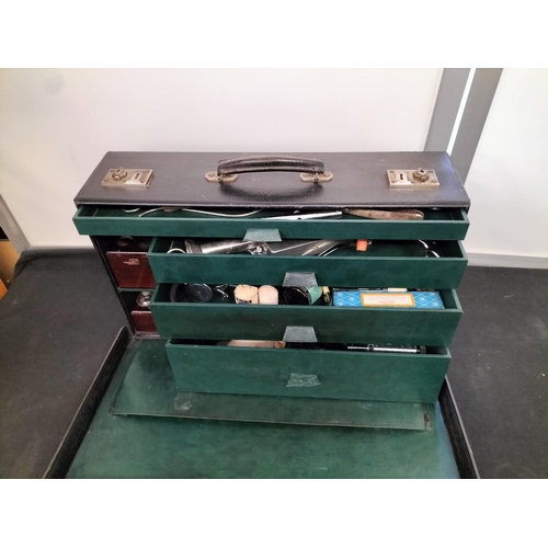 542 - 1940s Doctor's Medical Suitcase with 4 Drawers containing Doctor's Equipment, Wooden Bottle Holders ... 