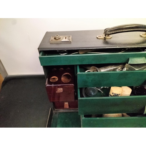 542 - 1940s Doctor's Medical Suitcase with 4 Drawers containing Doctor's Equipment, Wooden Bottle Holders ... 