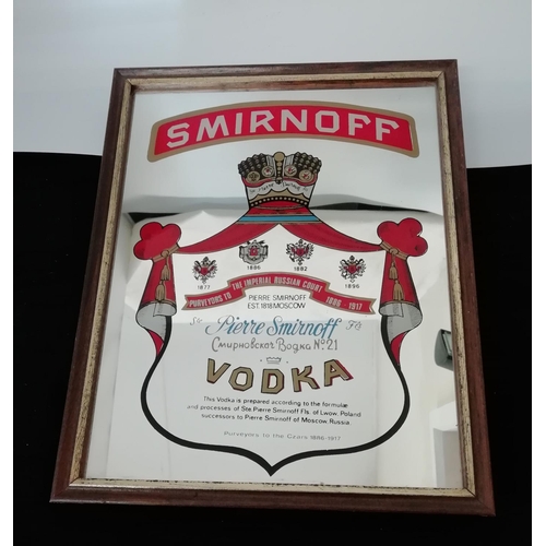 56 - Vintage 80s Pub Advertising Mirror 'Smirnoff'. 26cm x 21cm.