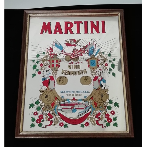 57 - Vintage 80s Pub Advertising Mirror 'Martini' 26cm x 20.5cm.