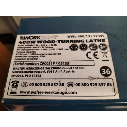 579 - WorkZone 400w Wood-Turning Lathe W/O. This Lot is Collection Only.