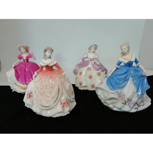 58 - Coalport for Compton & Woodhouse 'Fairest Flowers' 10cm Lady Figures (4)- 'Rose', 'Lily', 'Pansy', H... 