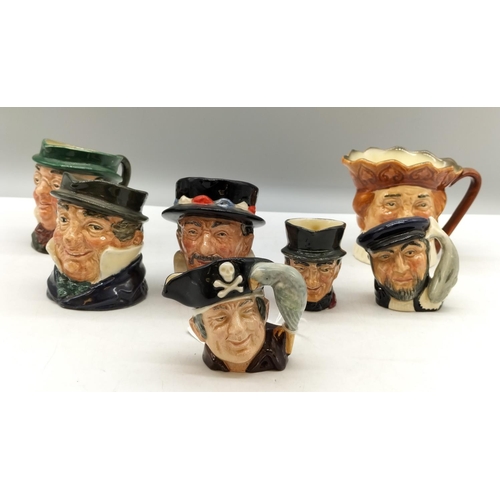 586 - Royal Doulton Character Jugs (7) - to include Beefeater, Captain Cuttle, Mr Pickwick, Long John Silv... 