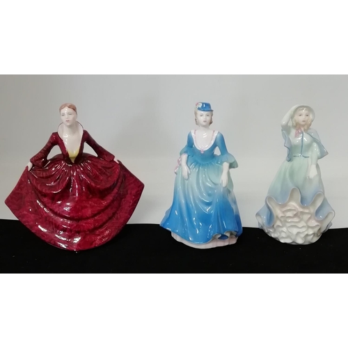 59 - Coalport 14cm Lady Figures (3) - 'Lara', 'Taking the Air' and 'Bonnie Lass'.