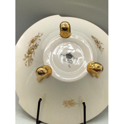 6 - Crown Devon Cream and Gold Tri Footed Bowl. 10cm High, 23cm Diameter. Seconds.