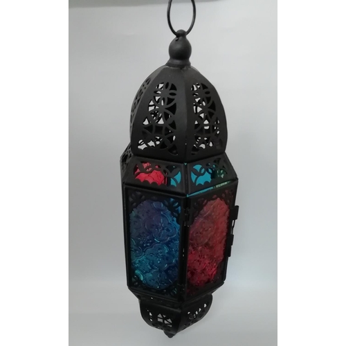 61 - Moroccan Style Glass Lamp. 40cm High.