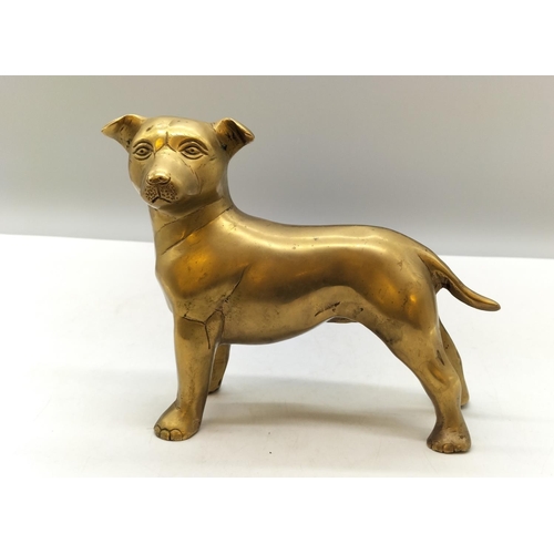 106 - Brass Staffordshire Bull Terrier. 20cm x 15cm.