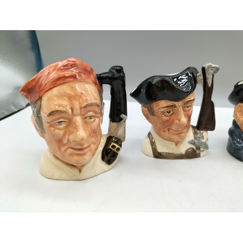 114 - Royal Doulton Small Character Jugs (4) including Long John Silver D6386, Williamsburg Boot Maker, Wi... 