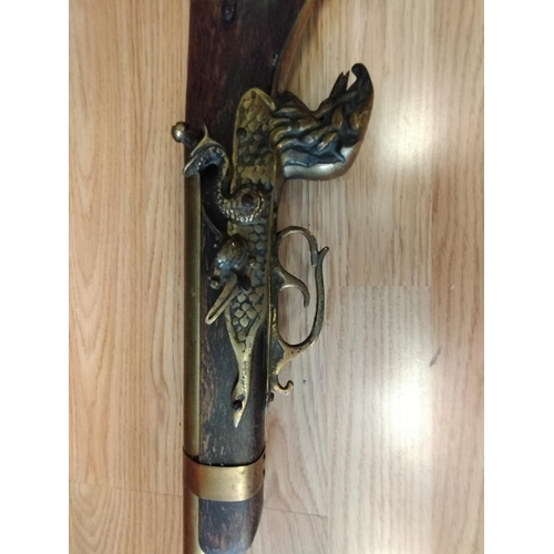 119 - Ornamental Flintlock Wall Hanging Rifle. 106cm Long.