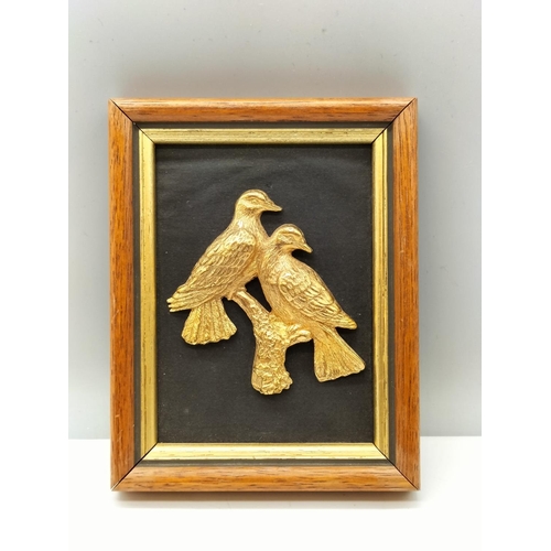 220A - Artistic Concepts Picture with 24Carat Gold Plated  Birds. 12cm x 9.5cm.