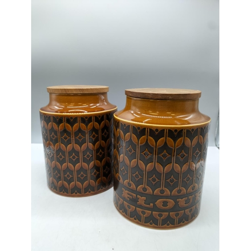 228 - Hornsea 'Heirloom' Flour and Plain 20cm Storage Jars (2).