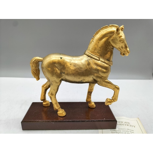 362 - San Marco Limited Edition Horse in Pure Copper, Gilded 24ct Gold with Certificate. 18cm High.