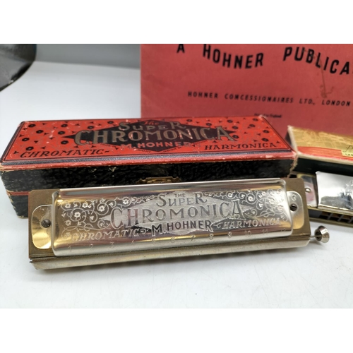 373 - Boxed Hohner 'Super Chromonica' Chromatic Harmonica, 'The Right Way to Play the Play the Chromatic H... 