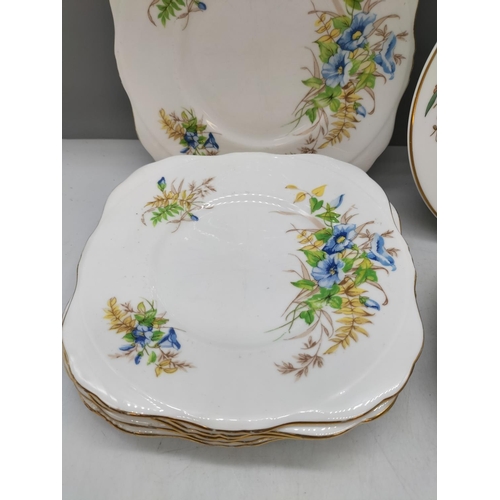 380 - Wedgwood 15.5cm Side Plates in the 'Sandon' Pattern (6) plus China Floral Design 16.5cm Side Plates ... 